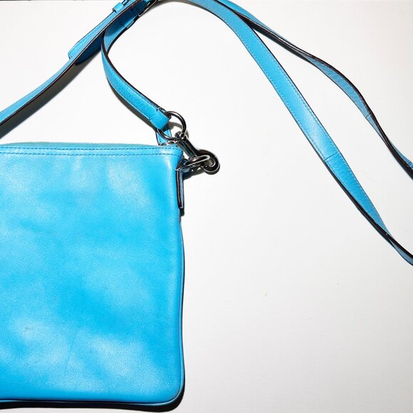 Coach Crossbody Leather Bag in Turquoise Blue - Picture 3 of 7